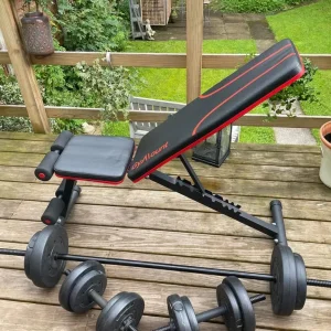 Weight Bench, Weights and Barbell Set
