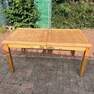 Wooden dining table with six chairs
