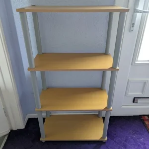 Lightweight Wooden Shelving Unit with Grey Accents