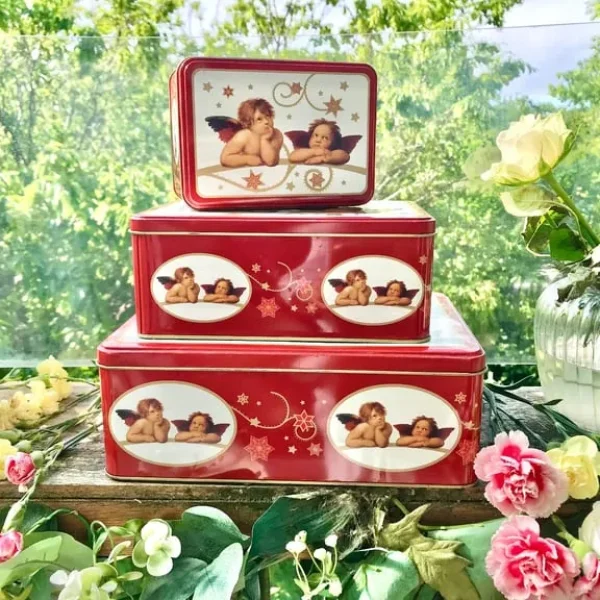 3 cherub storage tins