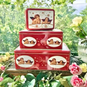 3 cherub storage tins