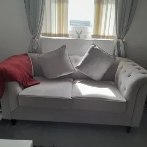 2 seater grey velvet sofa - Image 2
