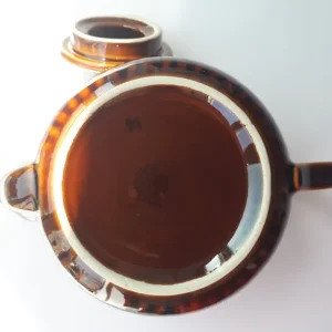 Vintage Polish Pruszkow Teapot Brown Treacle Glaze Aztec Pattern - Image 3
