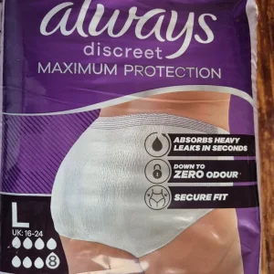 Always discreet women’s continence pads size Large 3 packs