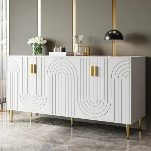 Modern white and gold sideboard 152cm - Image 2