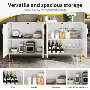 Modern white and gold sideboard 152cm - Image 5