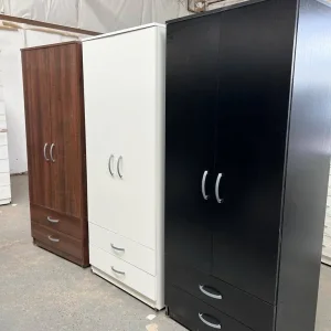 2 Door Wardrobe – Black, White, Wenge, Grey or Walnut - Image 5