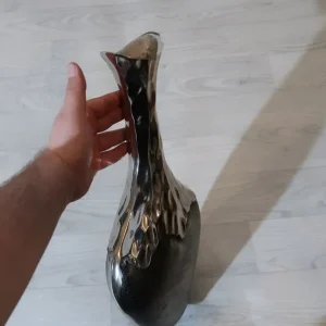 Silver Hammered Metal Vase with Textured Finish - Image 5