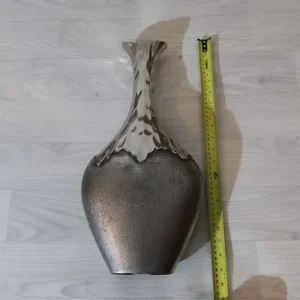 Silver Hammered Metal Vase with Textured Finish - Image 6