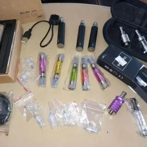 Bulk of e-cig parts – bodies, atomisers, coils, chargers