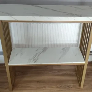 2 tier faux marble effect console table