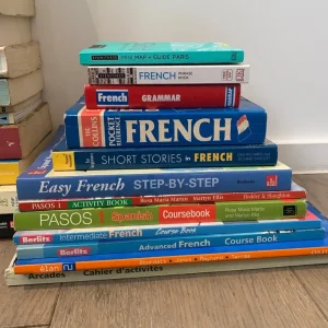 Spanish and French Course Books with Grammar Dictionary and Paris Guide