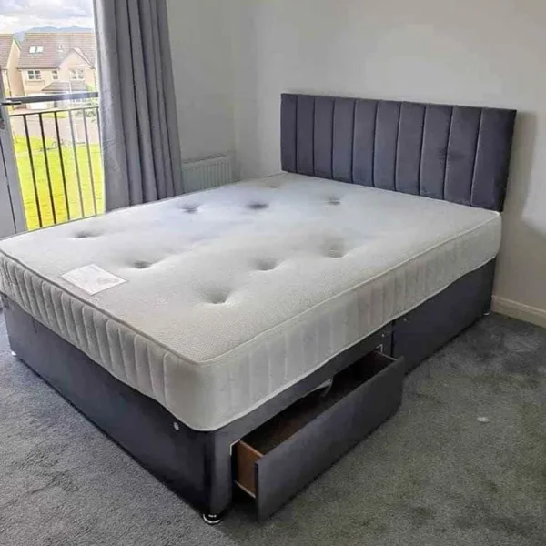 Double Divan Bed with Mattress – Ready to Use, No Assembly Needed