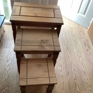 Nice set of 3 solid wood tables - Image 4