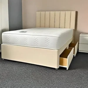 Cream Color Divan Beds with Tall Headboards – Double and King Size