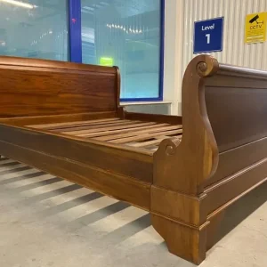 Solid Teak King Size Sleigh Bed - Image 4