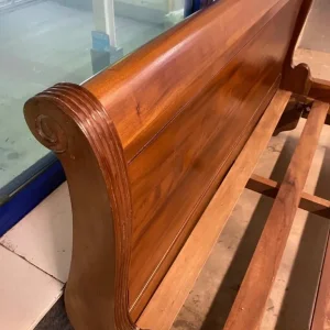 Solid Teak King Size Sleigh Bed - Image 8