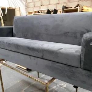 Grey suede bed settee that folds into a bed