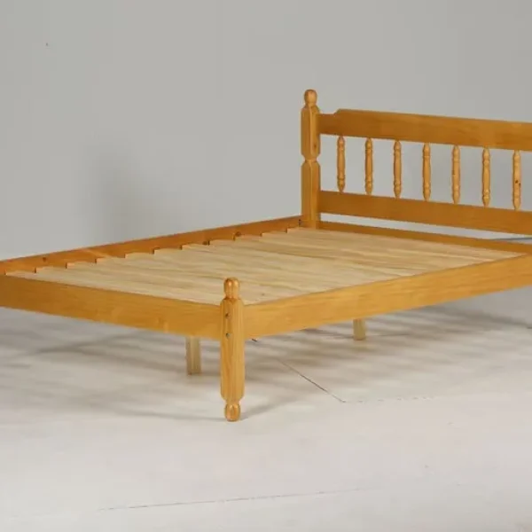 4FT6 Double Bed Waxed Pine Bed Frame