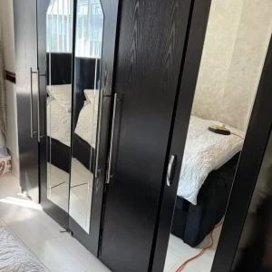 Black wardrobes set of 3 with mirrors - Image 3