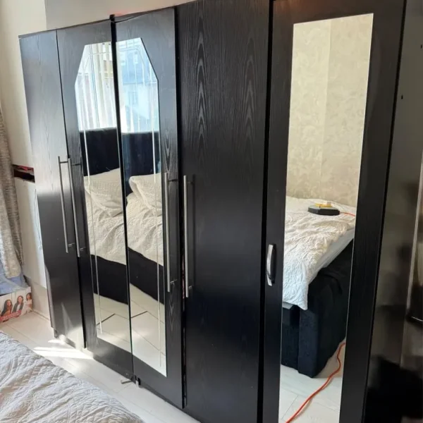 Black wardrobes set of 3 with mirrors