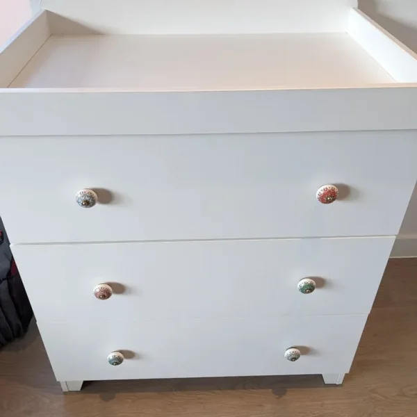 White chest of drawers with nappy changing top