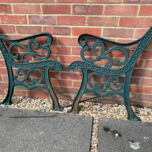 Vintage Cast Iron Garden Bench End with Swirl Design