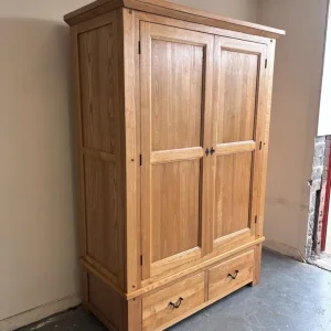 Large solid oak double wardrobe with drawers - Image 2
