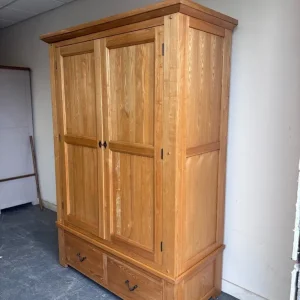 Large solid oak double wardrobe with drawers - Image 3