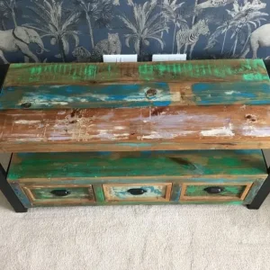 Television stand with three drawers and lower shelf - Image 3