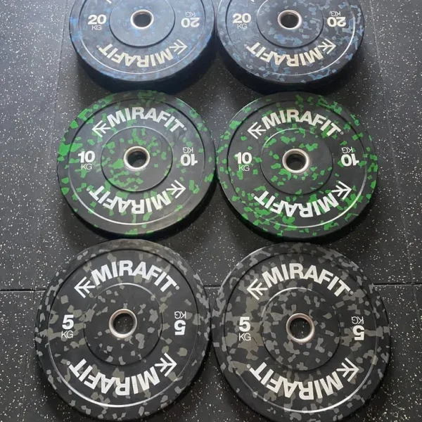 Mirafit 70kg colour splash bumper plate set – 2x 20kg, 10kg, 5kg