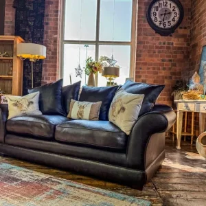 Faux Leather 3 Seater Sofa - Image 4