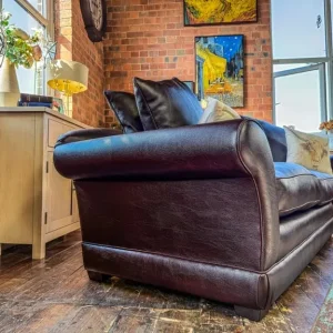 Faux Leather 3 Seater Sofa - Image 6
