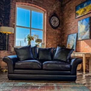 Faux Leather 3 Seater Sofa - Image 7