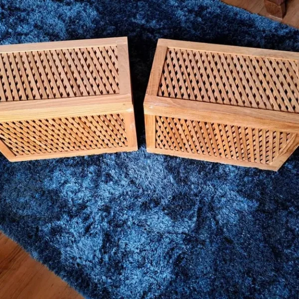 Pine lattice storage boxes - 2 available