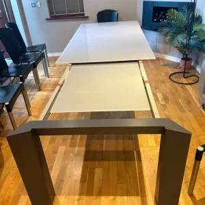 Dining table, smoked glass, extendable - Image 3