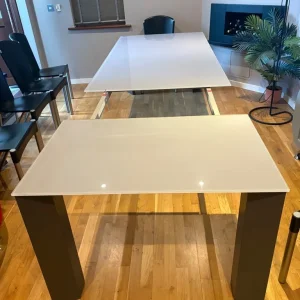 Dining table, smoked glass, extendable - Image 4