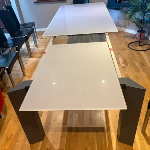 Dining table, smoked glass, extendable - Image 5