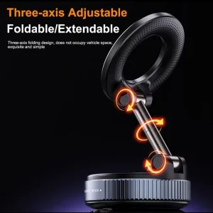 Foldable Vacuum Magnetic Car Phone Holder 360° Rotating Suction Cup Phone Mount - Image 5