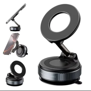 Foldable Vacuum Magnetic Car Phone Holder 360° Rotating Suction Cup Phone Mount