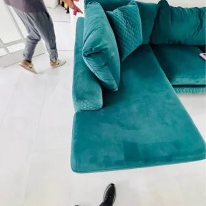 Argos Green Plush Corner Sofa - Image 2