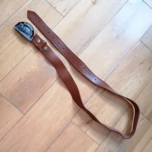 Vintage Budweiser Belt Buckle with Brown Leather Strap - Image 4