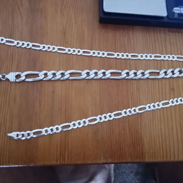 Figaro sterling silver chain bracelet