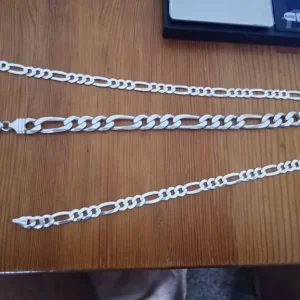 Figaro sterling silver chain bracelet