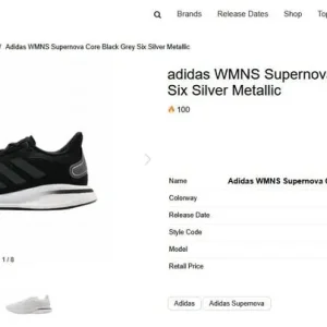 Adidas WMNS Supernova Core Black Grey Six Silver Metallic UK6½/Eur40 - Image 8