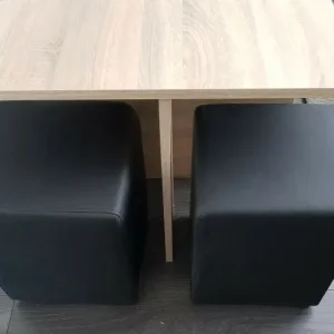 Space Saving Table with 4 Leather Stools