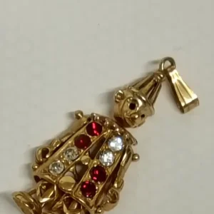 9ct Antique Articulated Gold Clown Pendant with Ruby and Diamond - Image 3