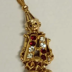9ct Antique Articulated Gold Clown Pendant with Ruby and Diamond - Image 4
