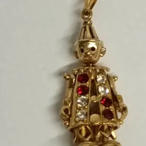 9ct Antique Articulated Gold Clown Pendant with Ruby and Diamond - Image 8