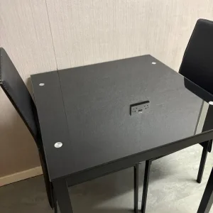 Black Glass table with 2 chairs - Image 5